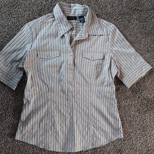 Women's New York & Company Short Sleeve Half Button Down Blouse